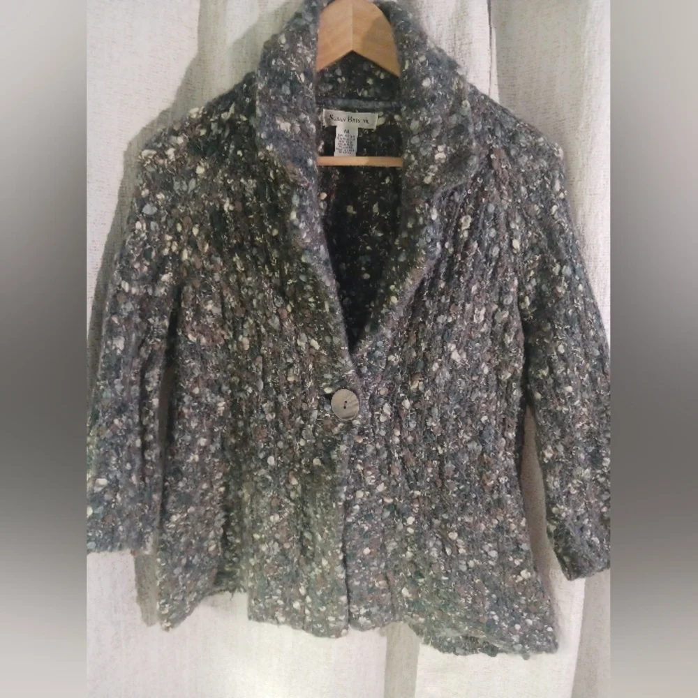 Susan Bristol Alpaca Wool Mohair sweater cardigan womens medium super soft! - Picture 1 of 9